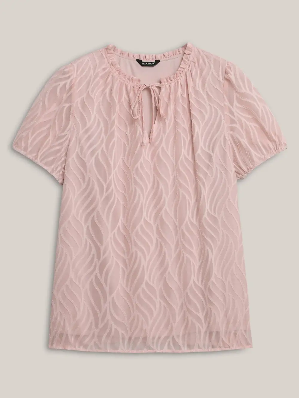 Textured Ruffled Neck A-Line Blouse