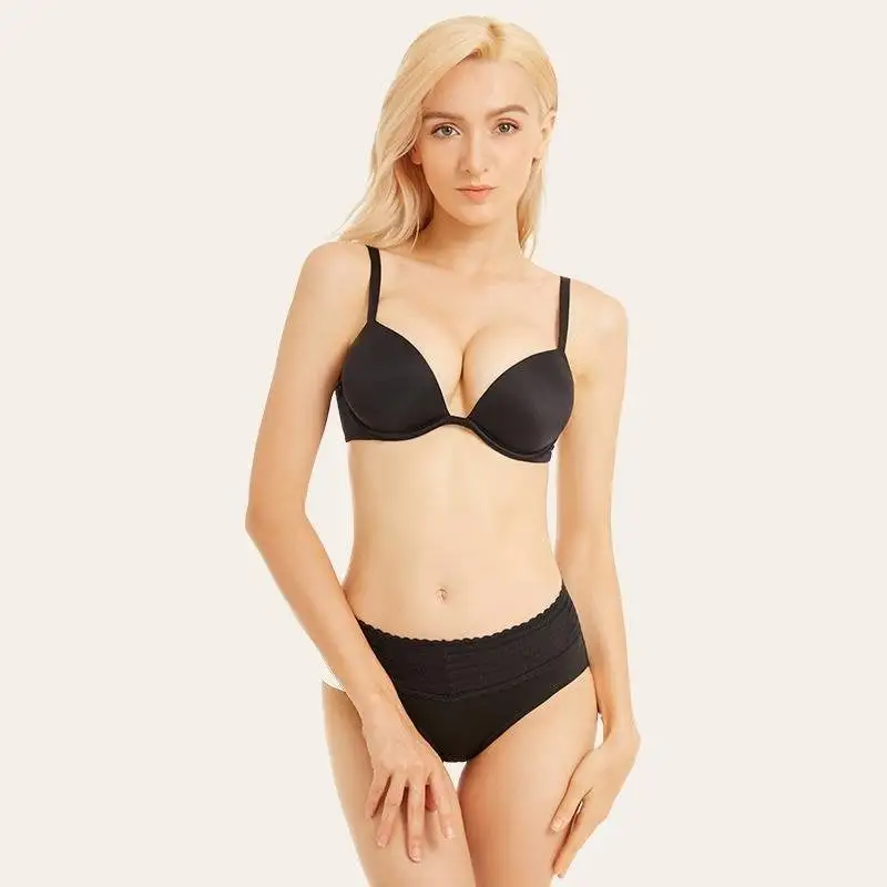 Women's Push Up Bra Deep V Plunge Underwire T-Shirt Bra Multiway 2 Cups Up