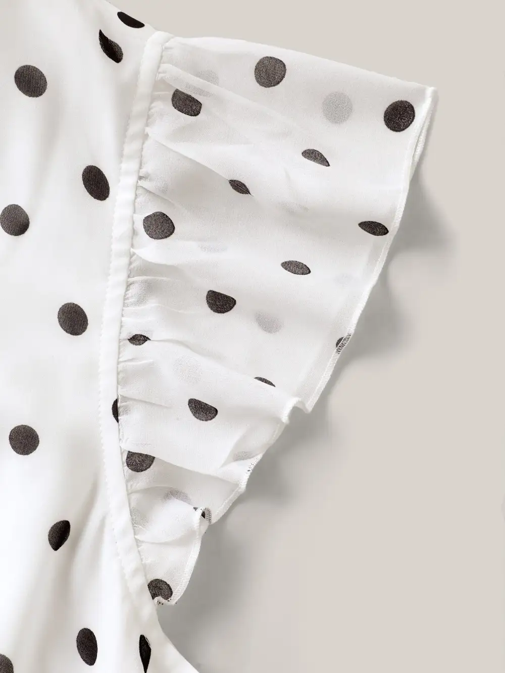 Polka Dot Ribbon Collar Blouse