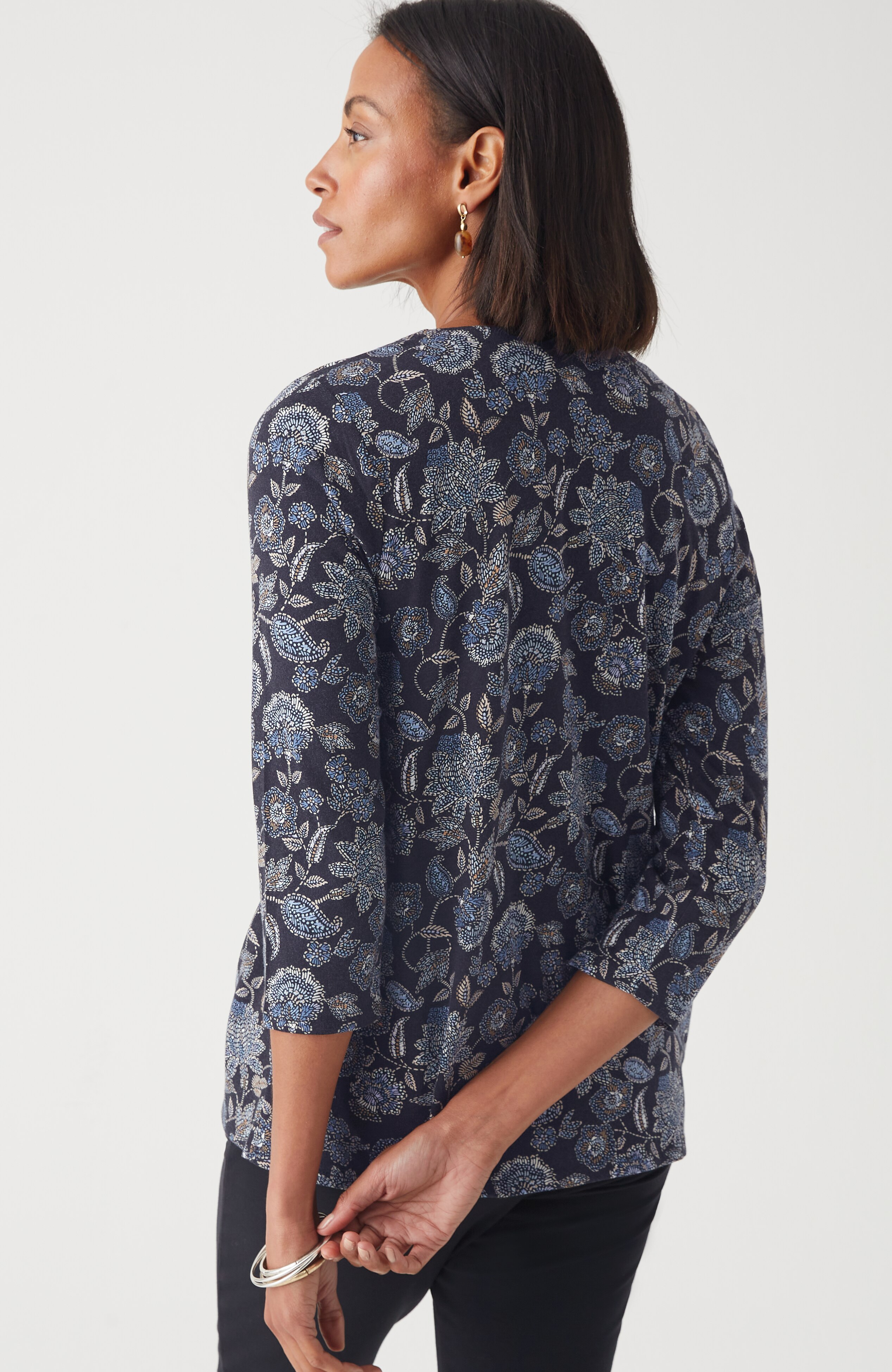 Pure Jill Printed V-Neck Tee