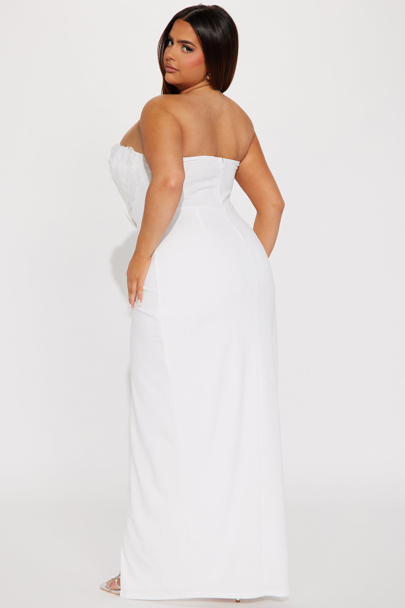 Savina Feather Maxi Dress - Ivory