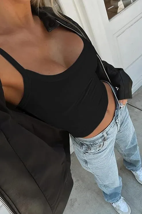 Built-in Bra Tank Top for Women – Longline Sports Cami