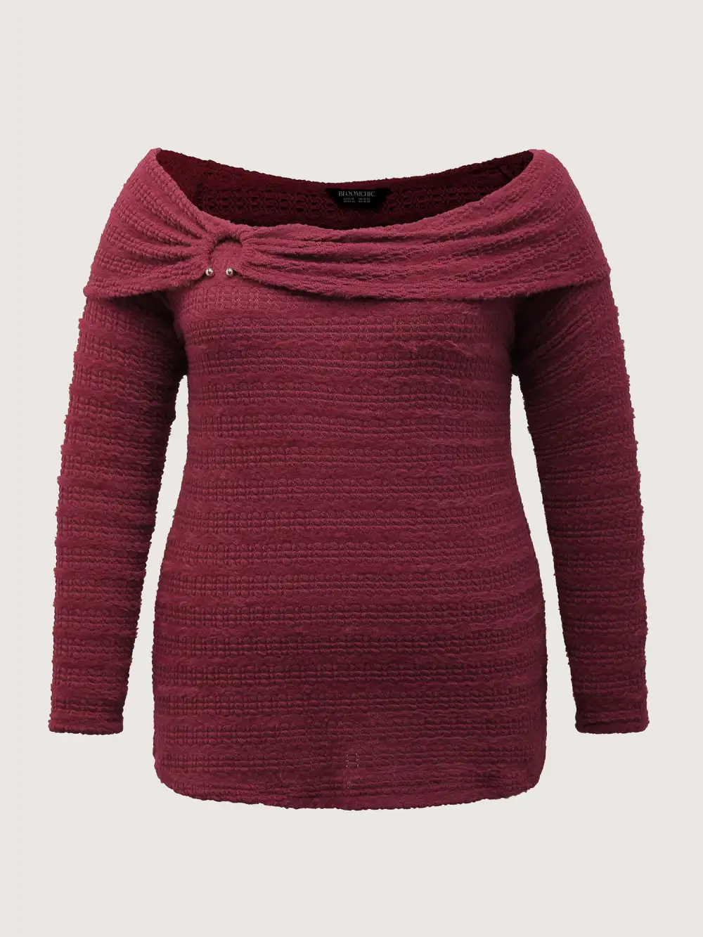 Furry Textured Off-Shoulder Knit Top