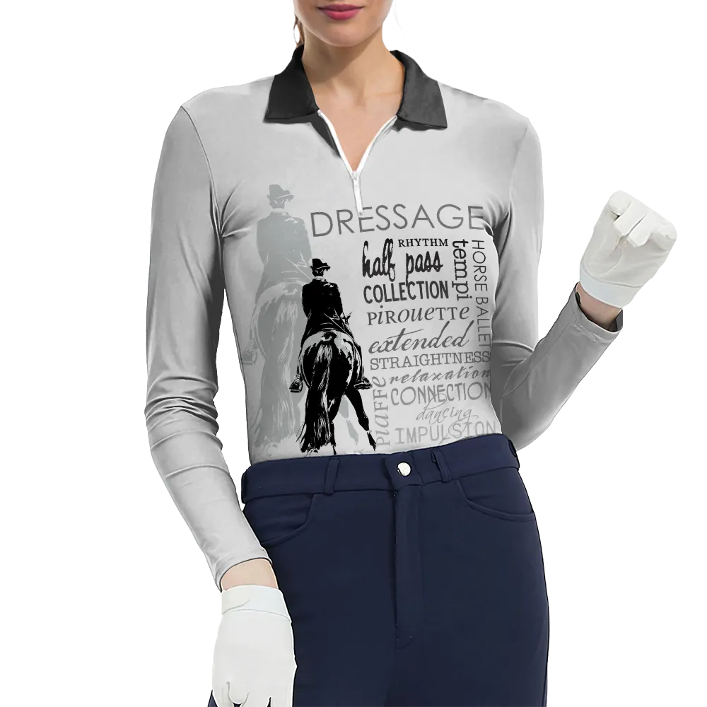 Women's Riding Style Dressage Print Long Sleeve Casual Lapel Shirt