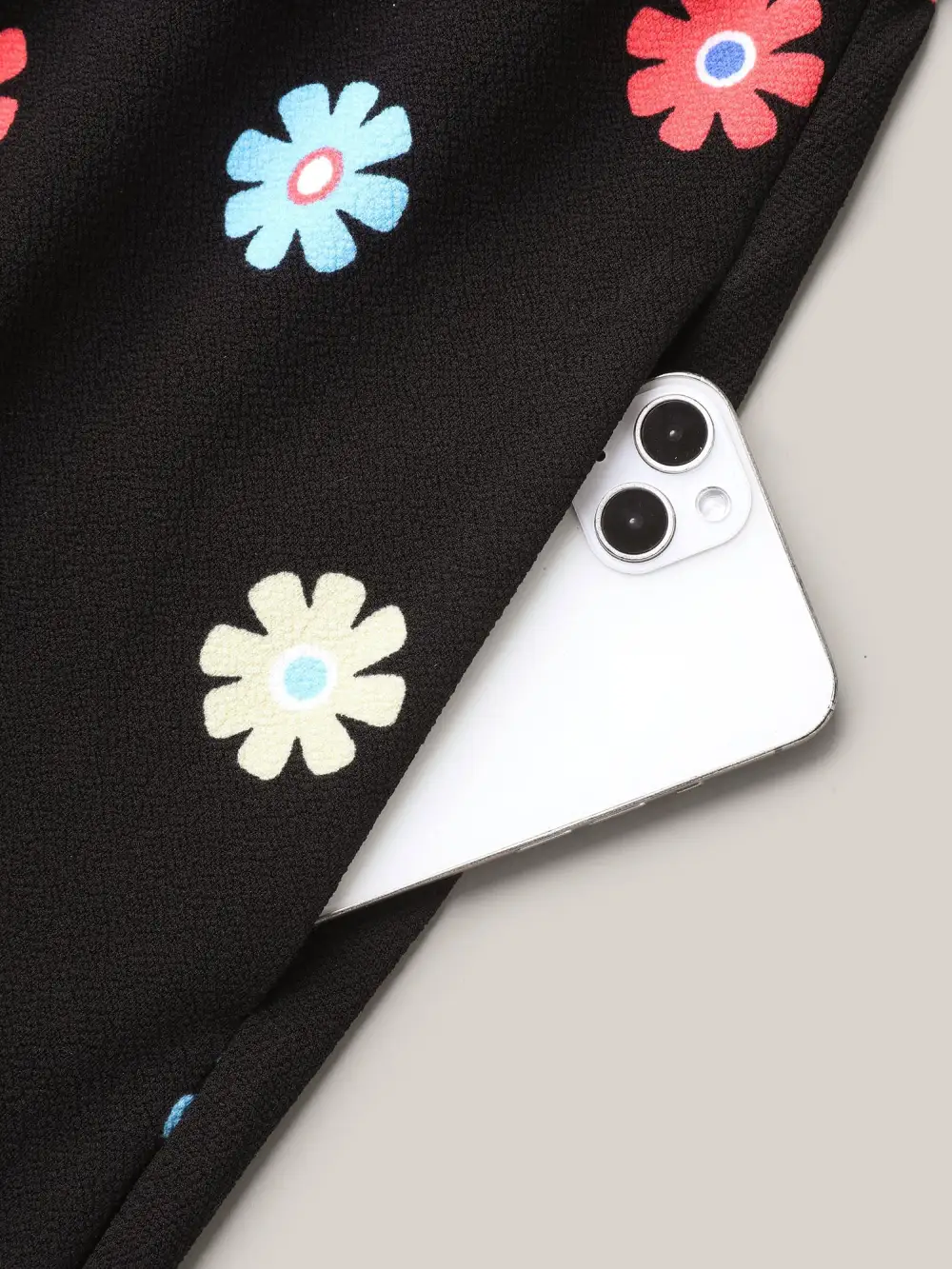 Stretchy-Waist Floral Print Pockets Midi Dress