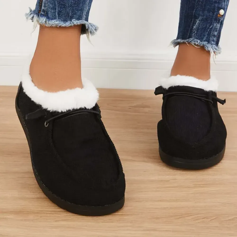Flat Slip-On Bootie Warm Lining Ankle Snow Boots