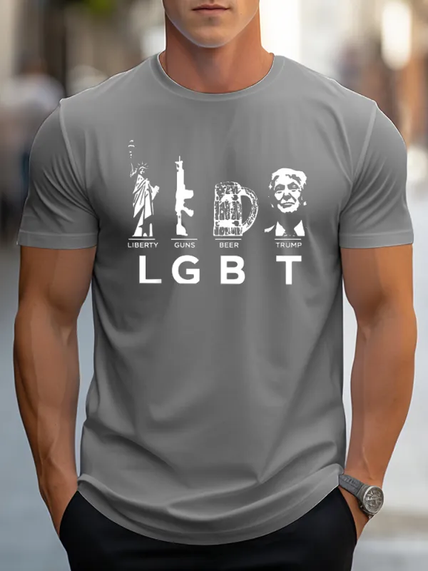 Men'S This Liberty, Guns, Beer Tee Trump LGBT