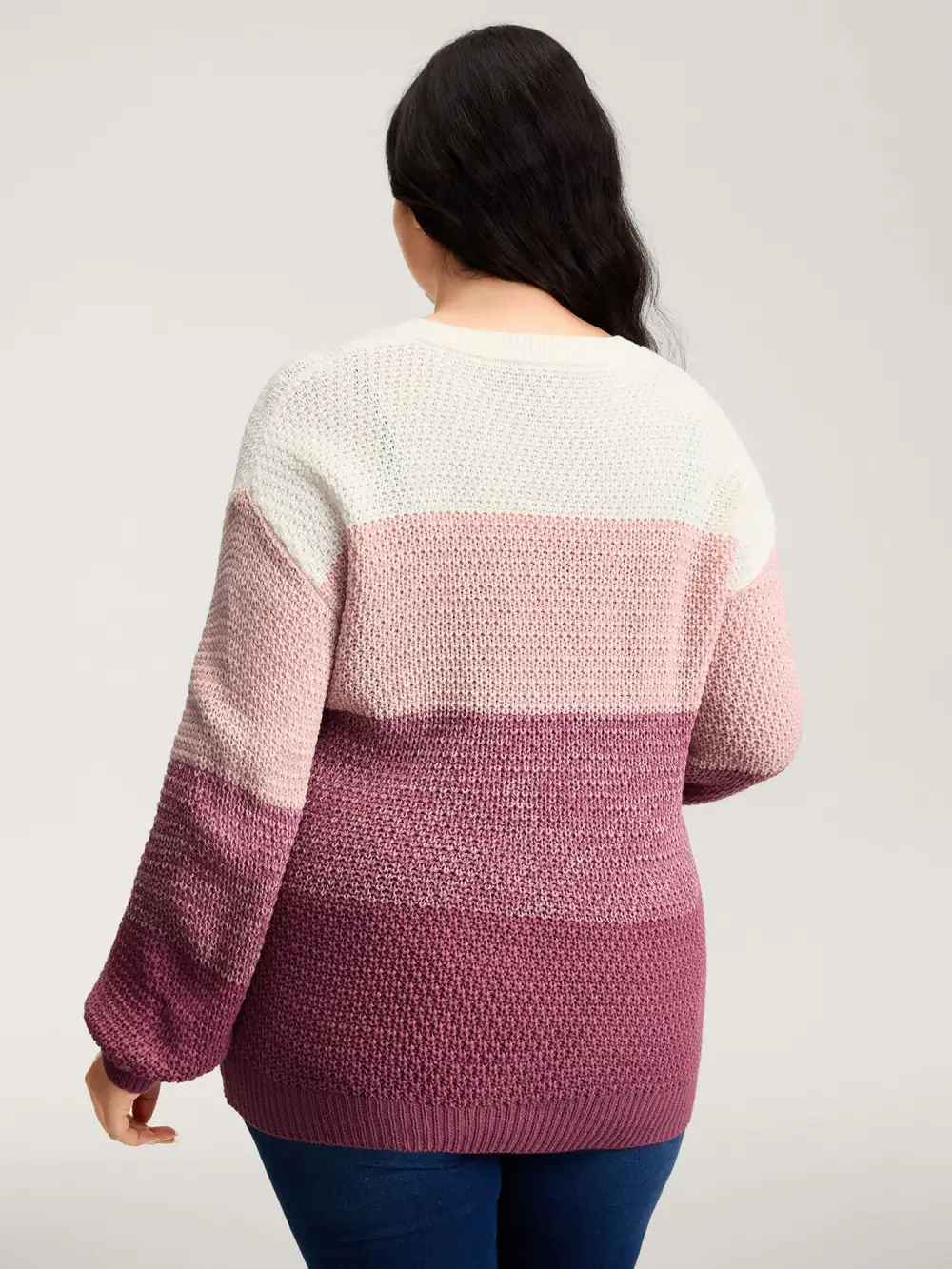 Colorblock Tissue-Textured Split Pullover