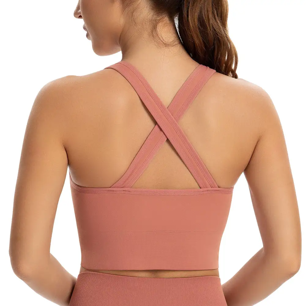 Women's Zip Front Sports Bra Padded Low Impact Wirefree Yoga Bras X Back Comfortabe Bra Workout Tank Tops