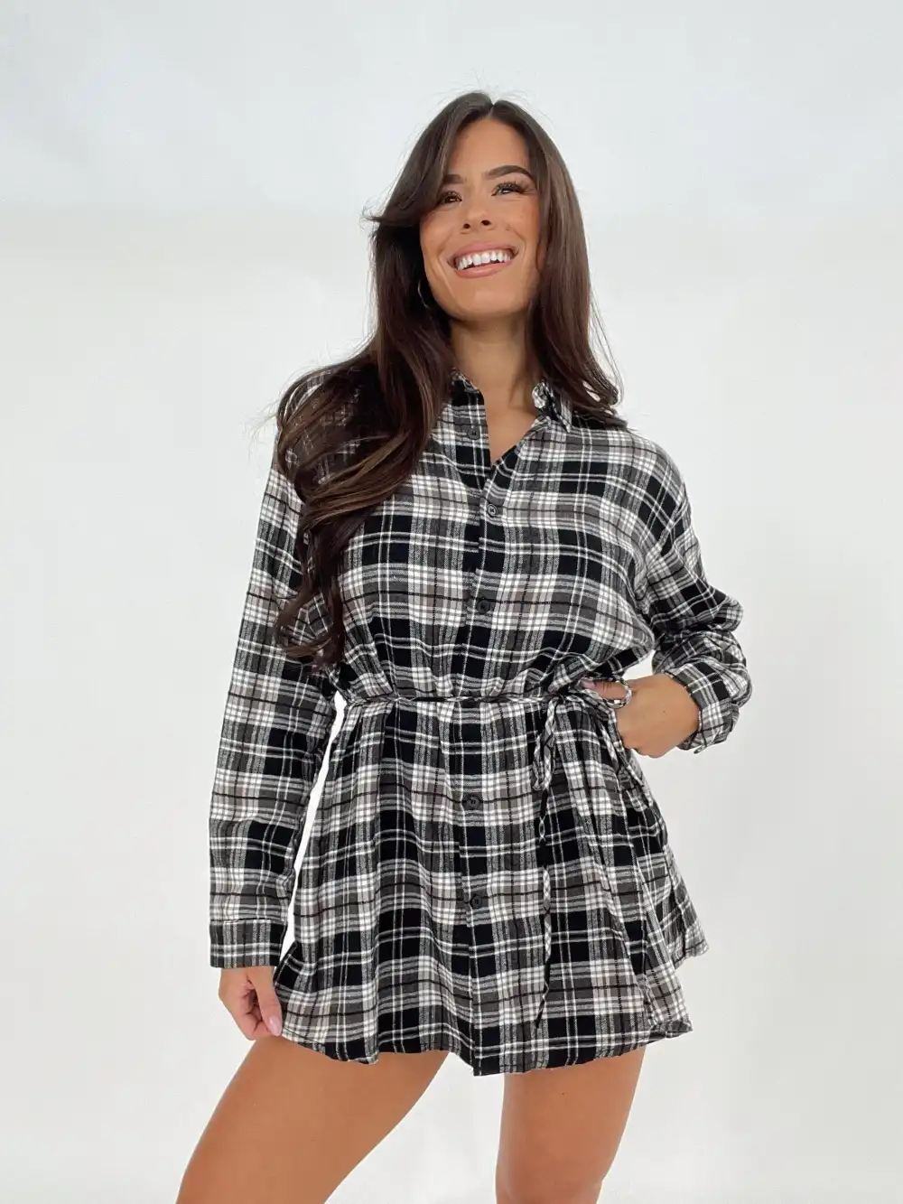 Plaid Shirt Romper