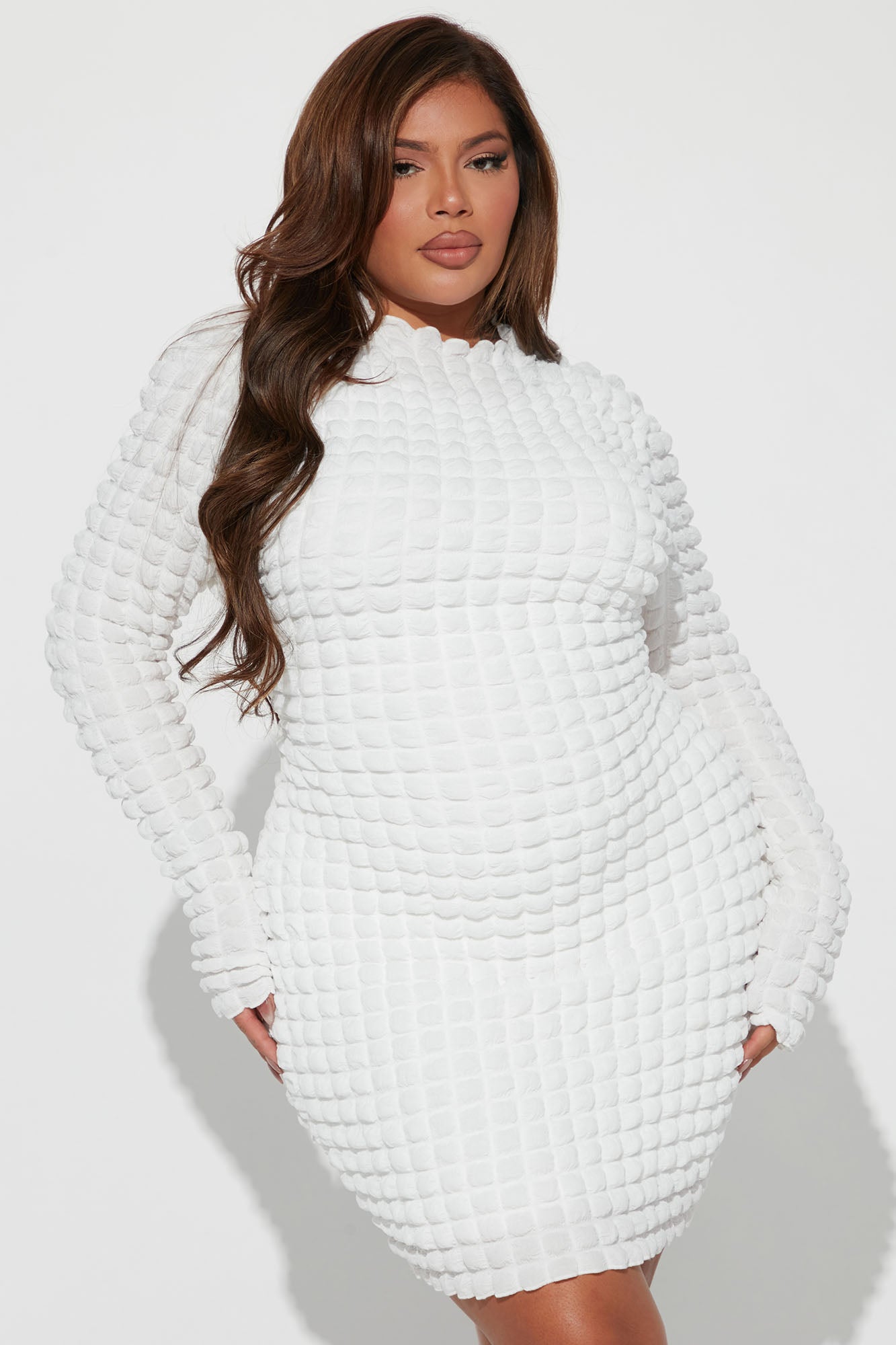 Tia Bubble Mini Dress - White