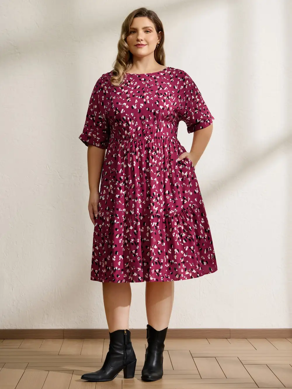 Leopard Print Backless Tie Pockets Midi Dress