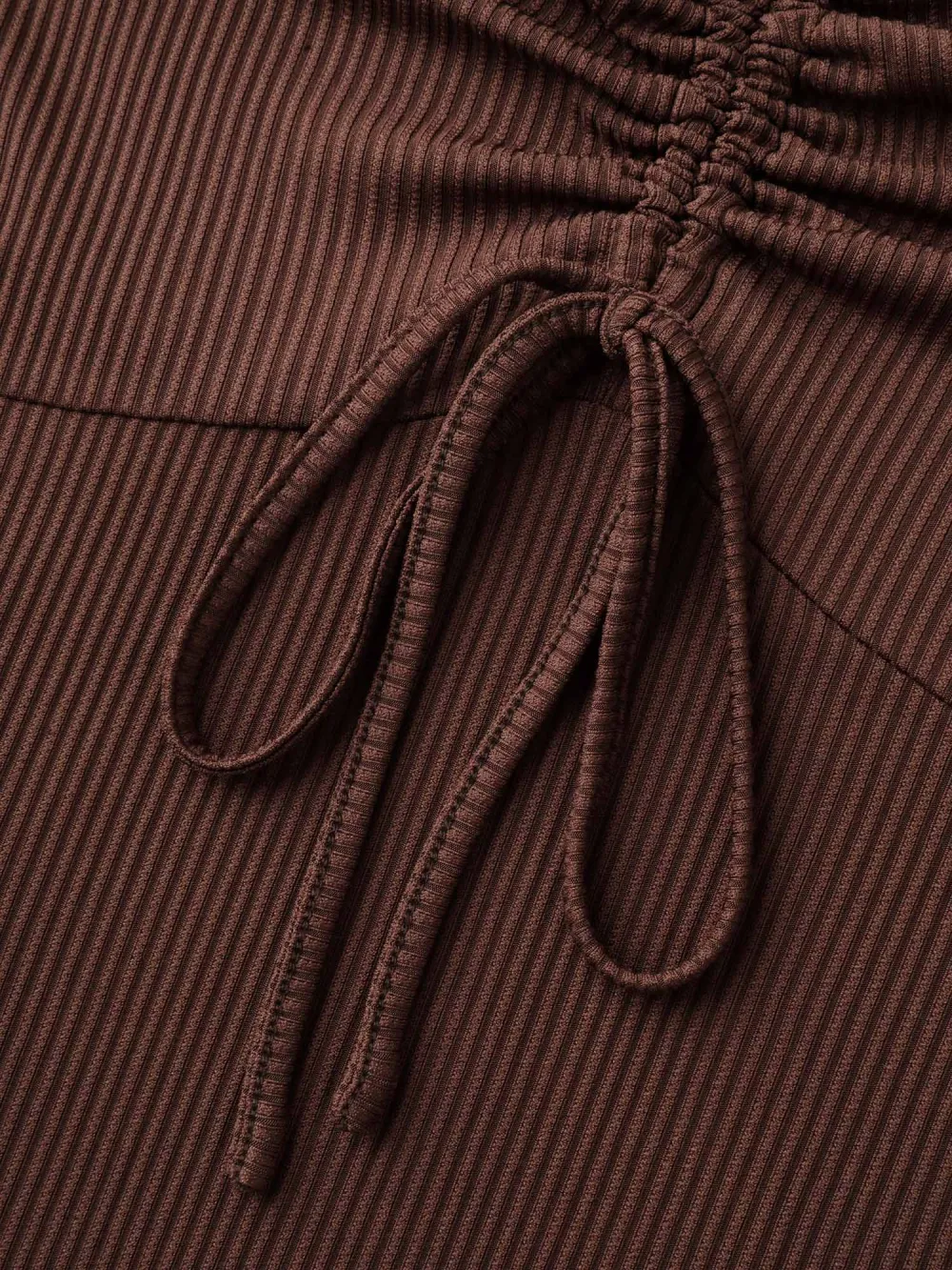 Ribbed Adjustable Drawstring Bodice Flared T-Shirt