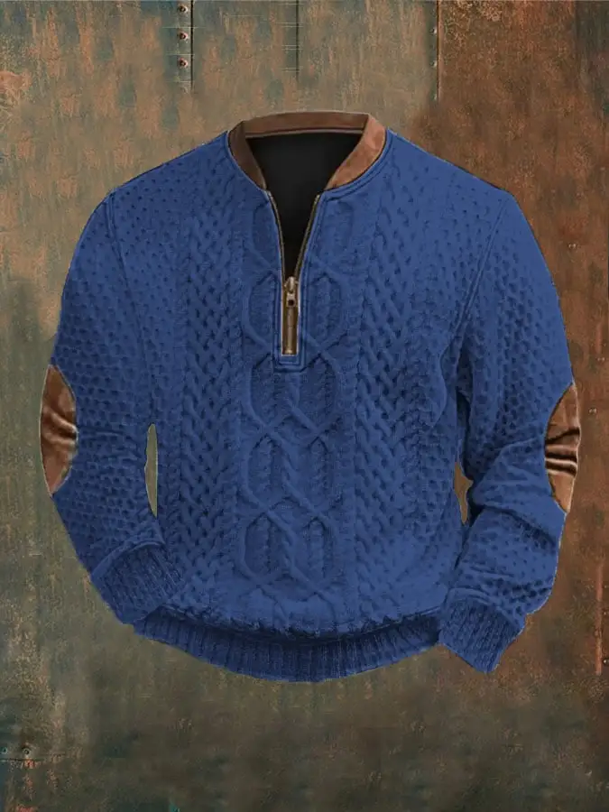 Men's Western Retro Textured Printed Sweatshirt