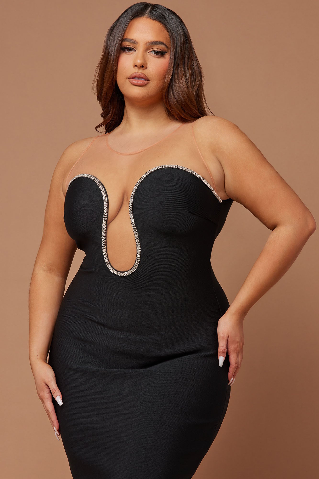 Evie Mae Bandage Midi Dress - Black