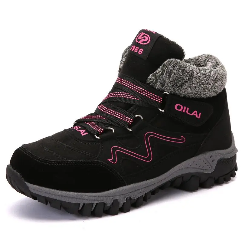 Large Size Women Hook Loop Outdoor Sneakers Ankle Warm Suede Boots