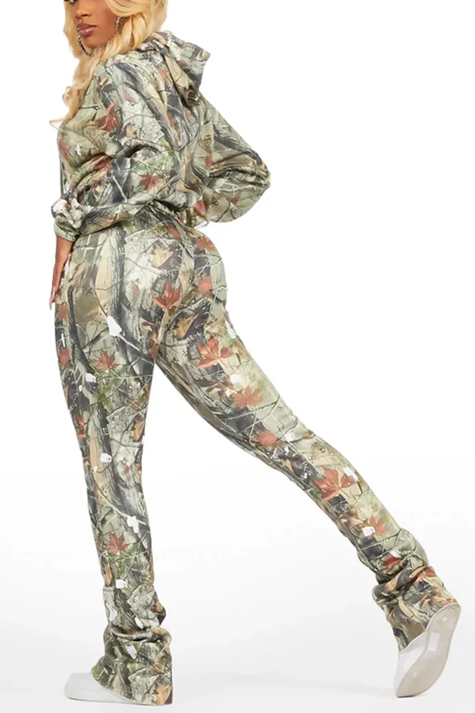 Women's Gradient Pattern Hoodie and Pants Two Piece Set