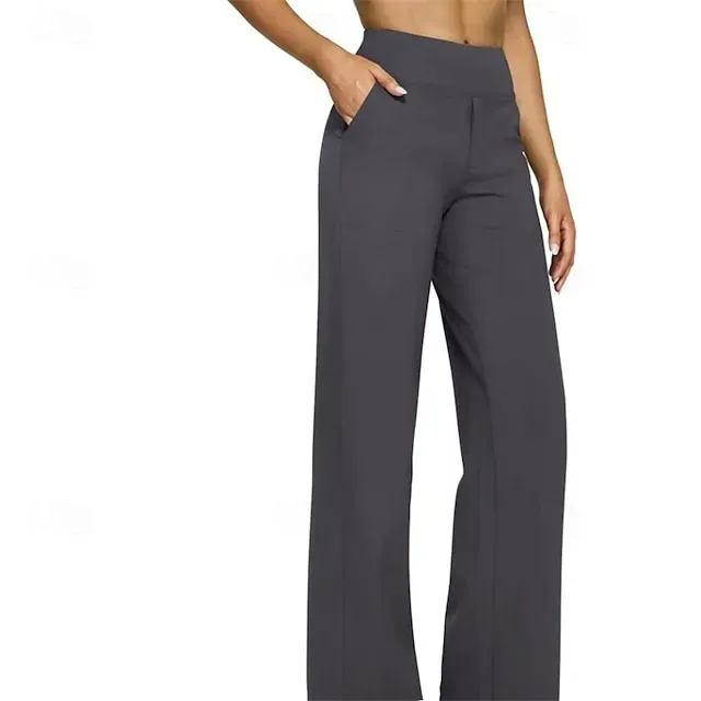 Women's Wide Leg Pants Trousers Palazzo Pants Fashion Streetwear Full Length High Waist Plain Pocket Elastic Waist Breathability Comfortable Micro-elastic Street Daily Wear Going out Dark Brown Black