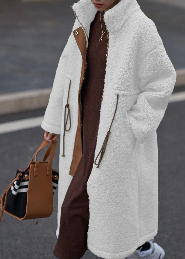AOVICA-nude Woolen Coats plus size winter coat high neck drawstring jackets(Limited Stock)