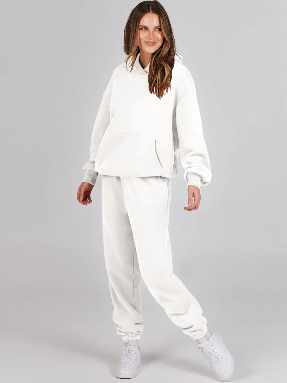 (Clearance Sale $1.99⚡) 2024 Women's Fall Oversized Casual Hoodie Two Piece Sweatshirt Jogging Pants Sweatshirt Set