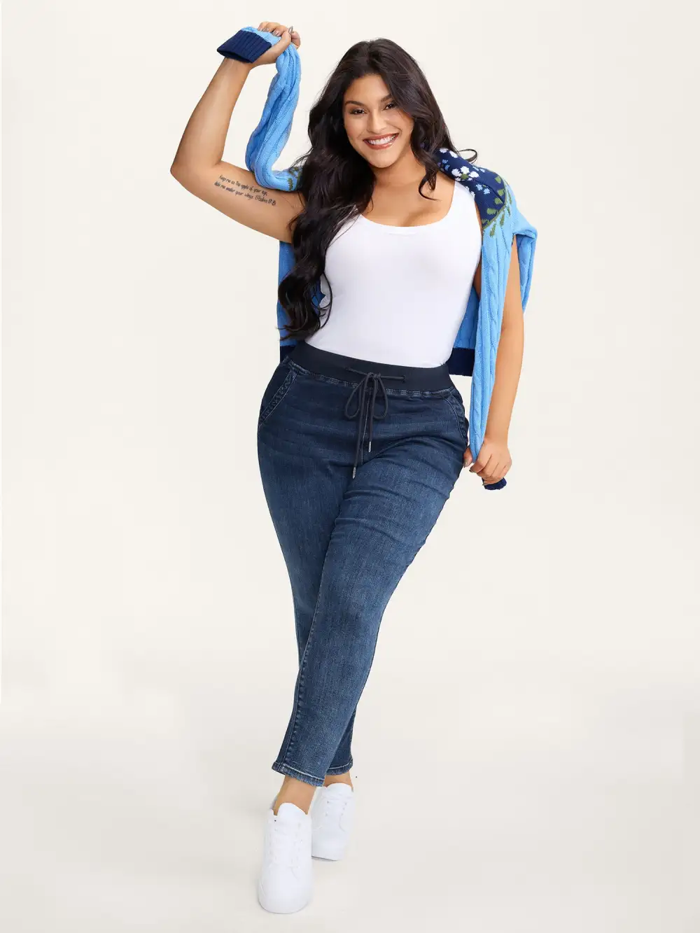 Stretch Pull-On Drawstring Skinny-Fit Jeans