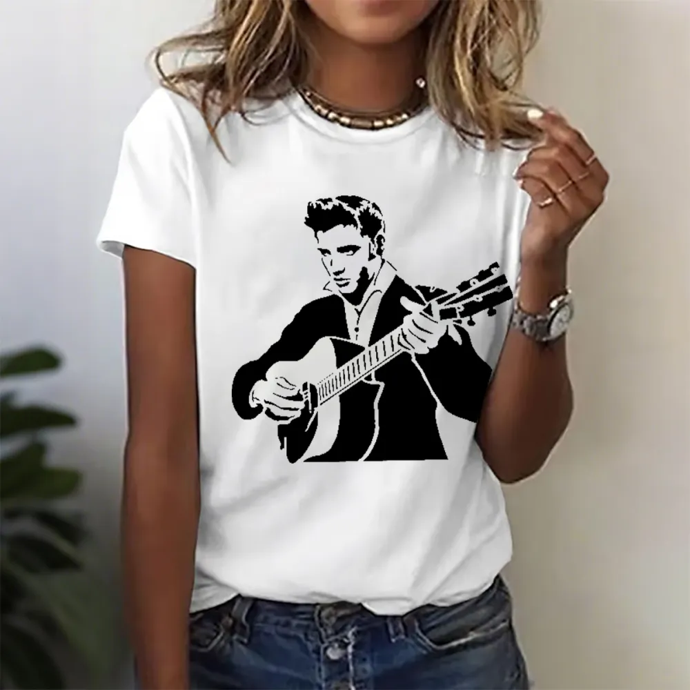 Women's American The King Print Short Sleeve Round Neck Cotton T-Shirt