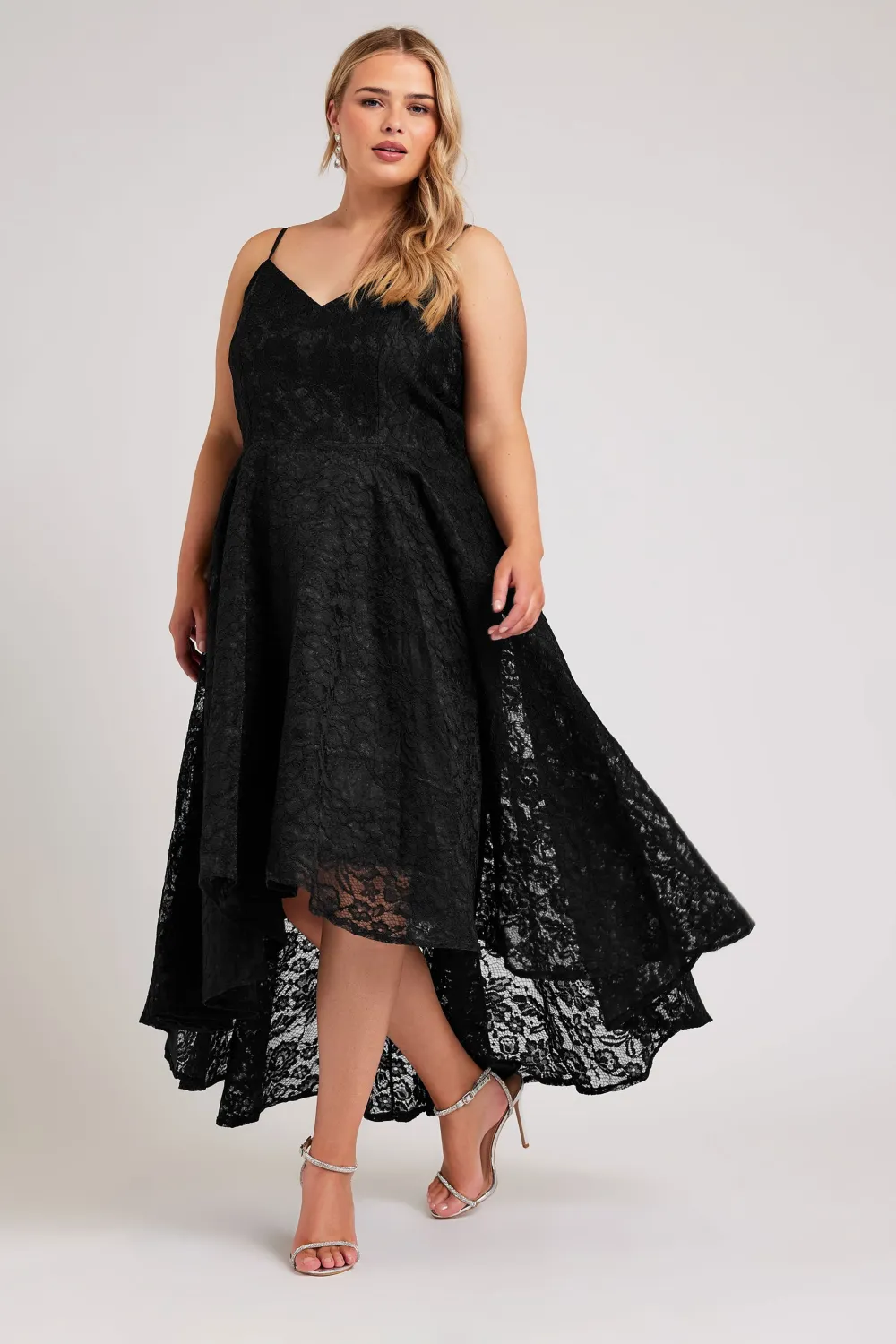 YOURS LONDON Curve Pink Lace Midi Prom Dress