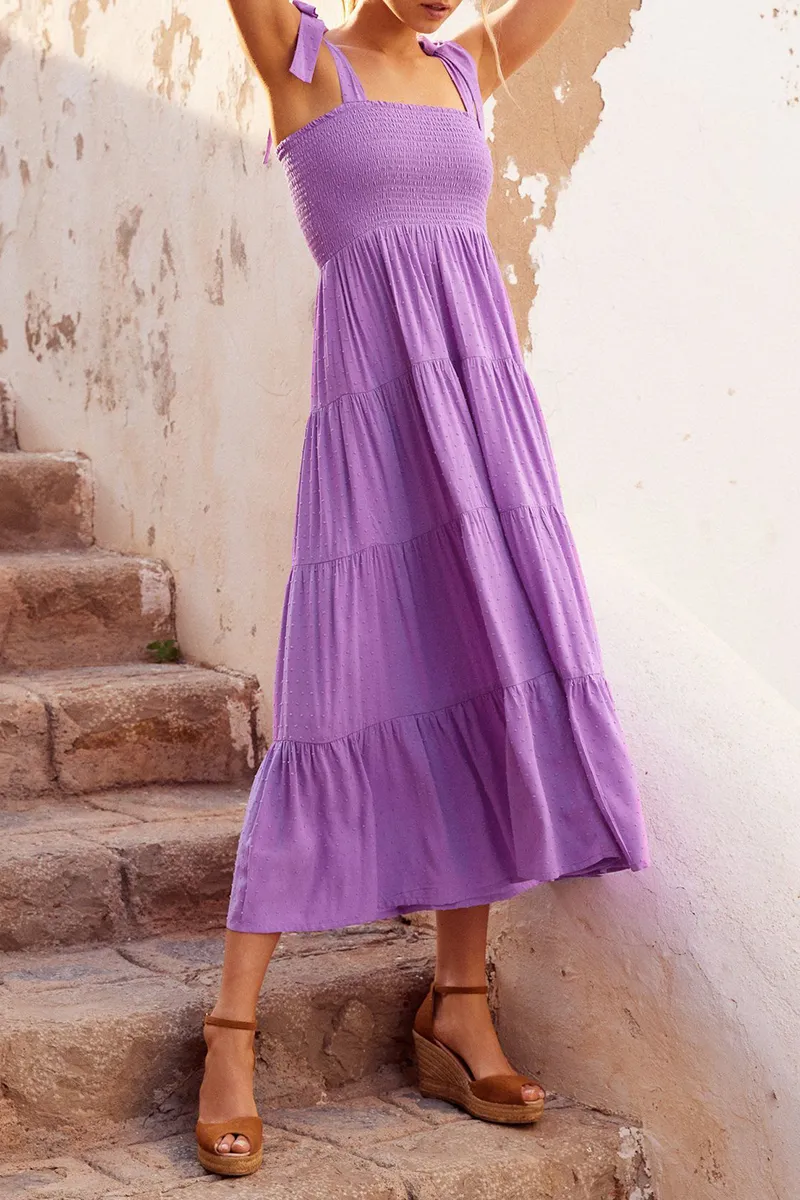 Casual Solid Bandage Square Collar Cake Skirt Dresses(3 colors)