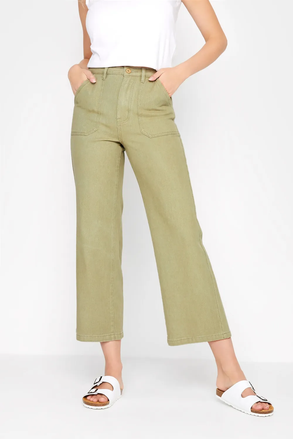 LTS Tall Bright Pink Cotton Twill Wide Leg Cropped Trousers