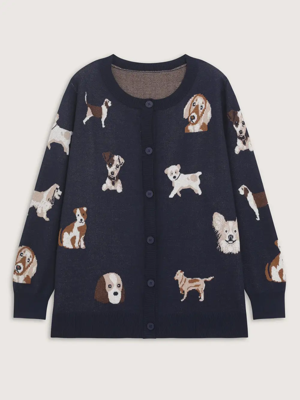 Supersoft Puppy Pattern Button Knit Cardigan