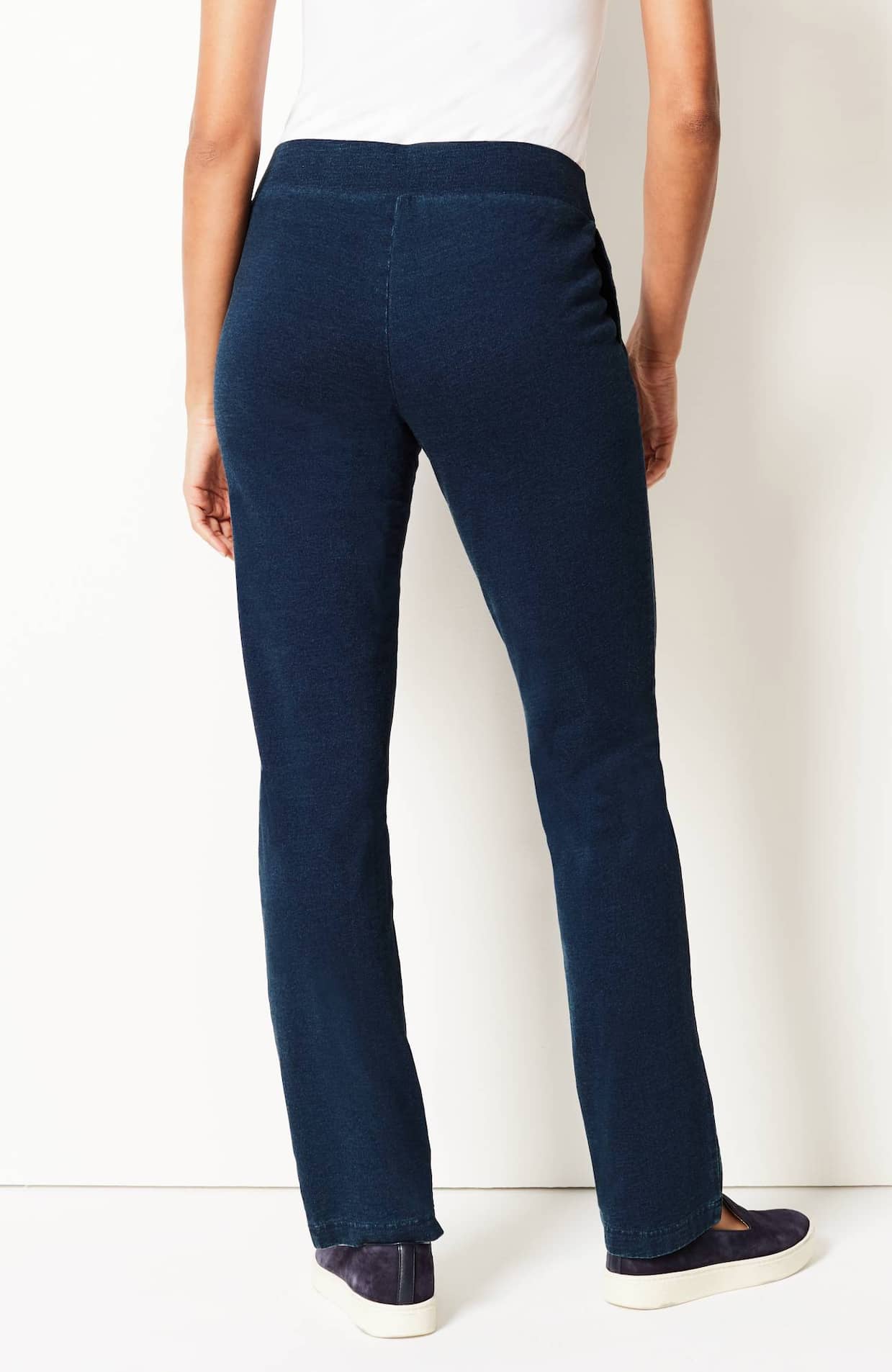 pure jill slim-leg indigo knit jeans