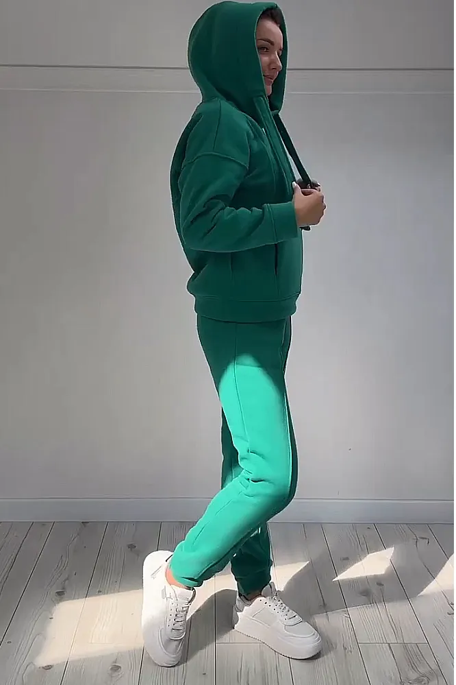 Women's solid color hoodie and pants two-piece set