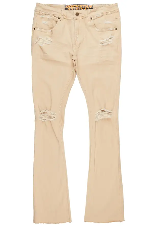 Rebel Khaki Stacked Flare Jean