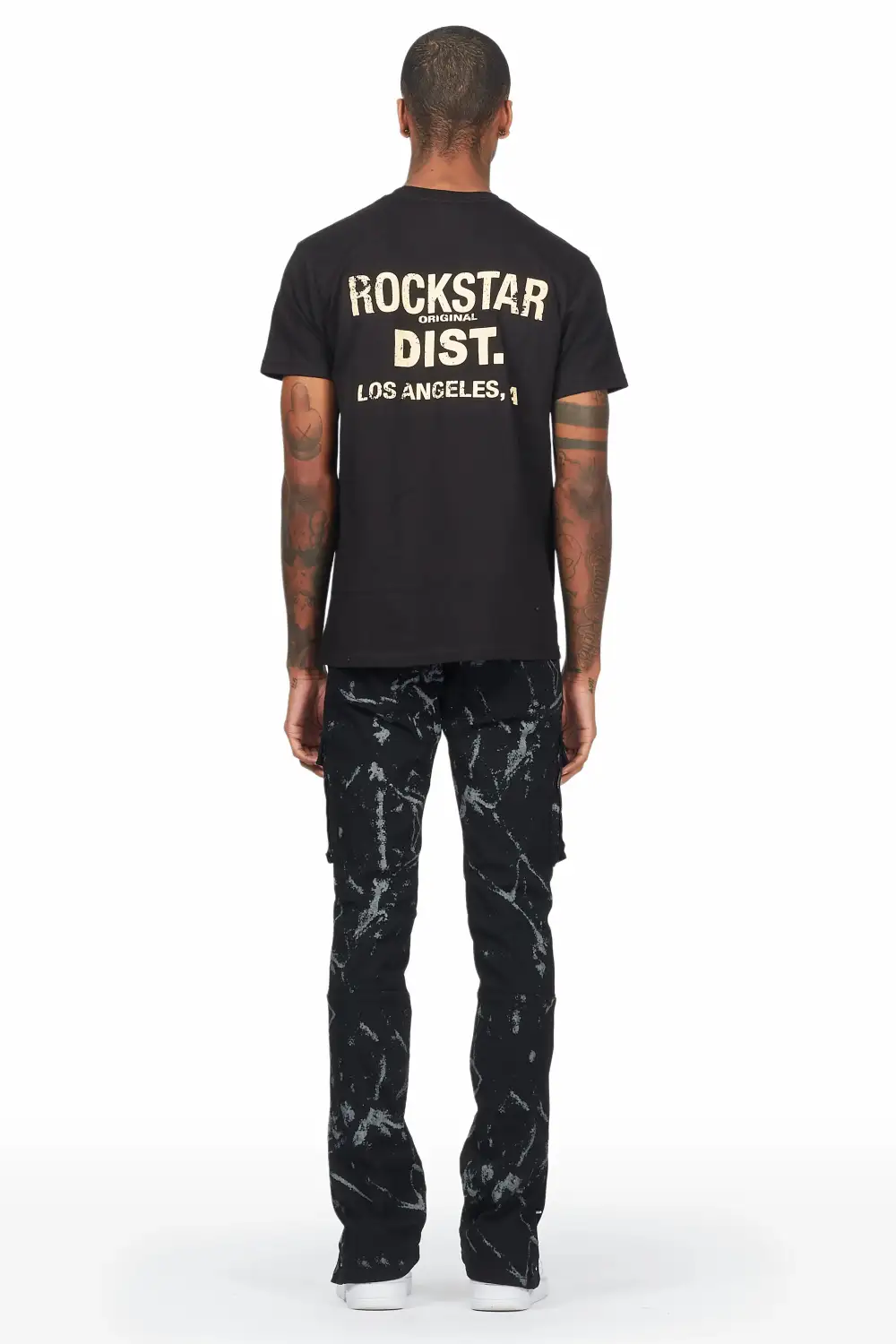 Waage Marble Black Cargo Stacked Flare Jean