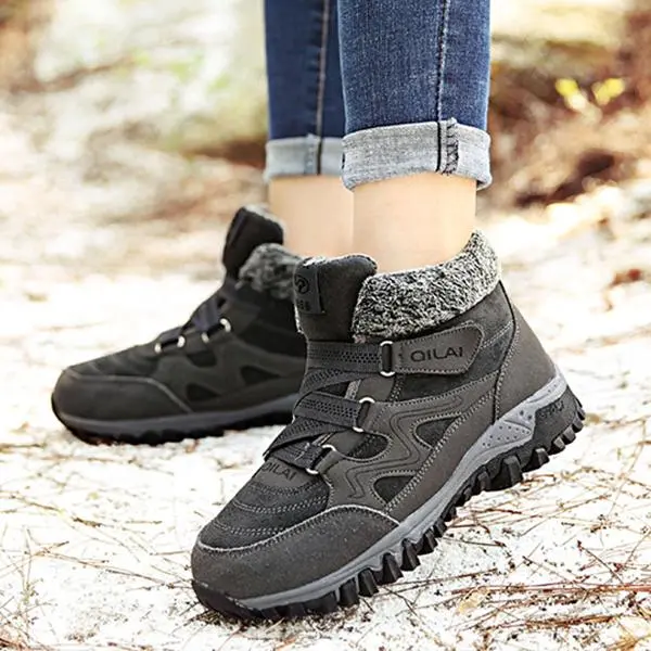 Large Size Women Hook Loop Outdoor Sneakers Ankle Warm Suede Boots