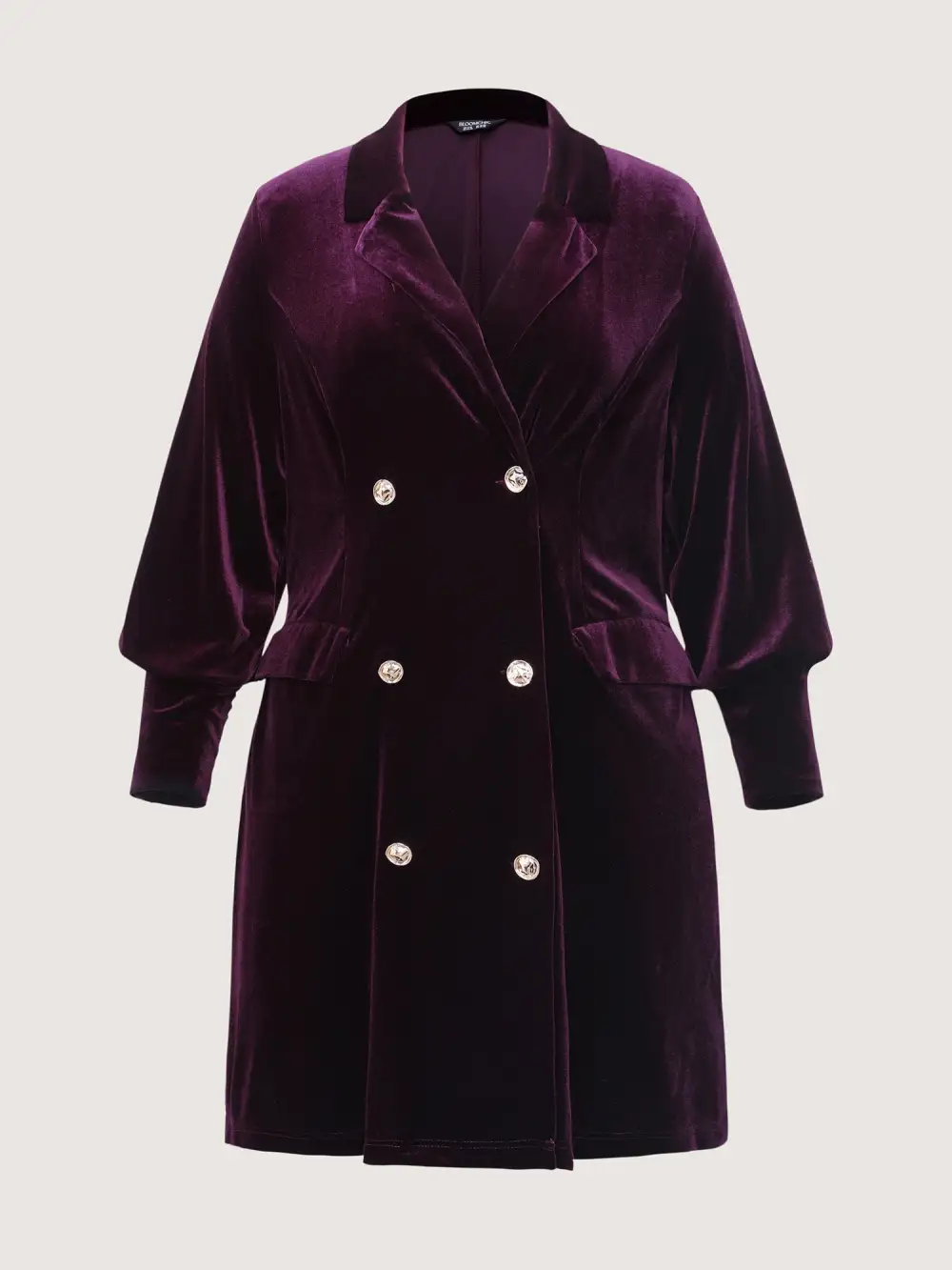 Velvet Stretchy Button Blazer Midi Dress