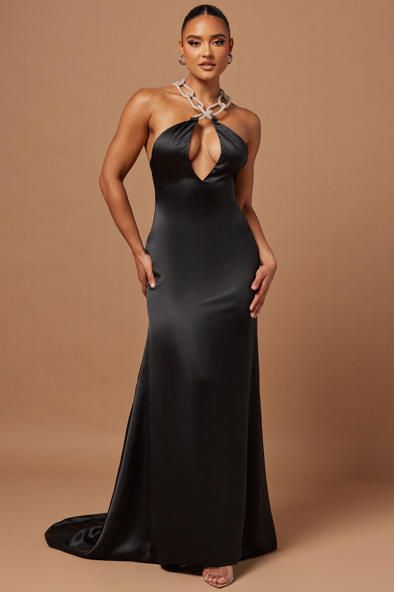 Sofia Satin Gown - Black