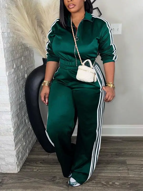 Women's Tracksuit Set: Long Sleeve Zip Jacket & Pants