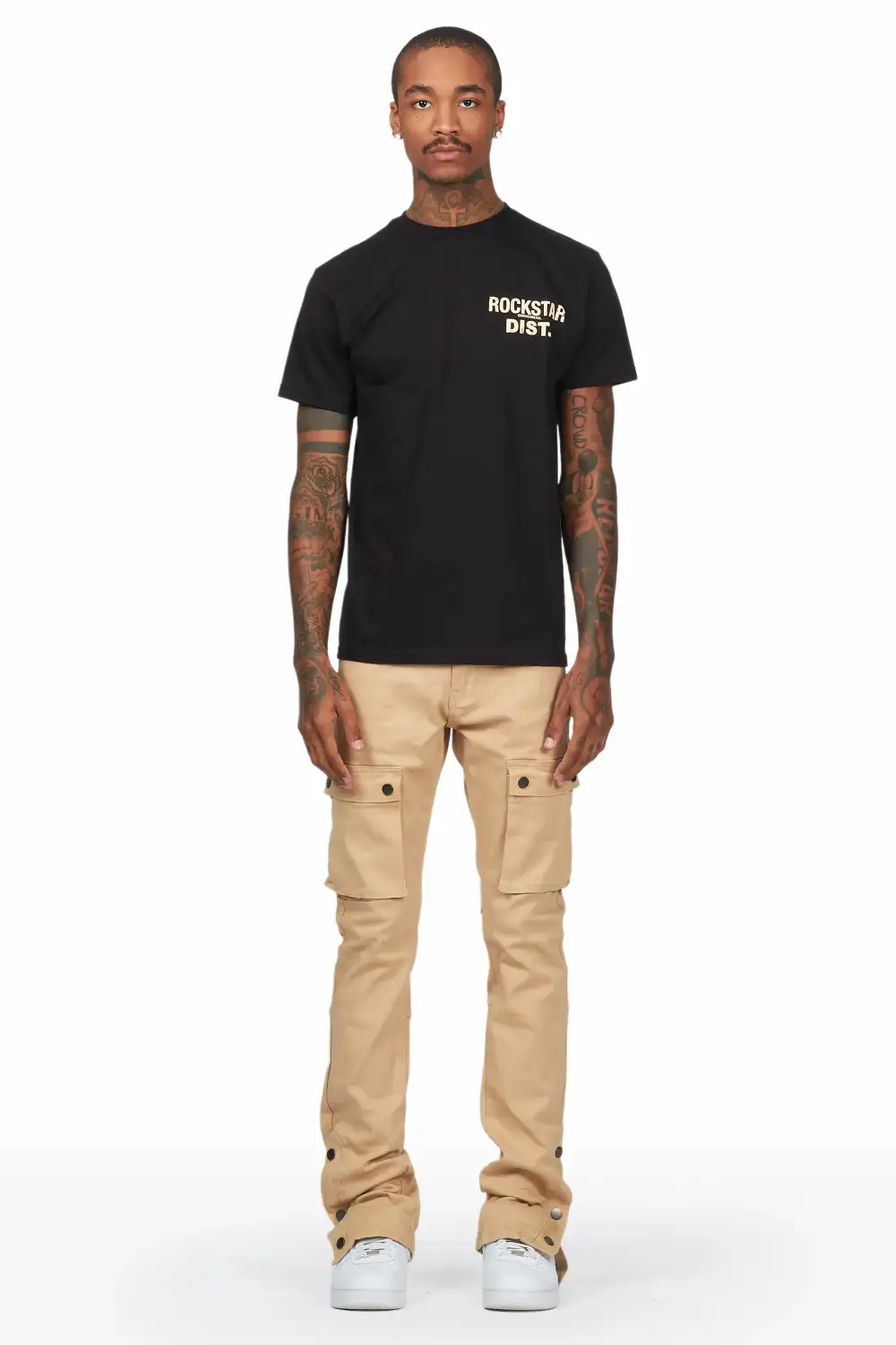 Waage Khaki Cargo Stacked Flare Jean