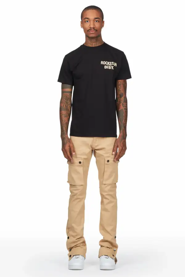 Waage Khaki Cargo Stacked Flare Jean