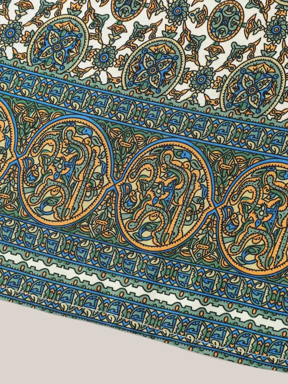 Pin-Tuck Pleat Ornate Print Relaxed Fit Shirt