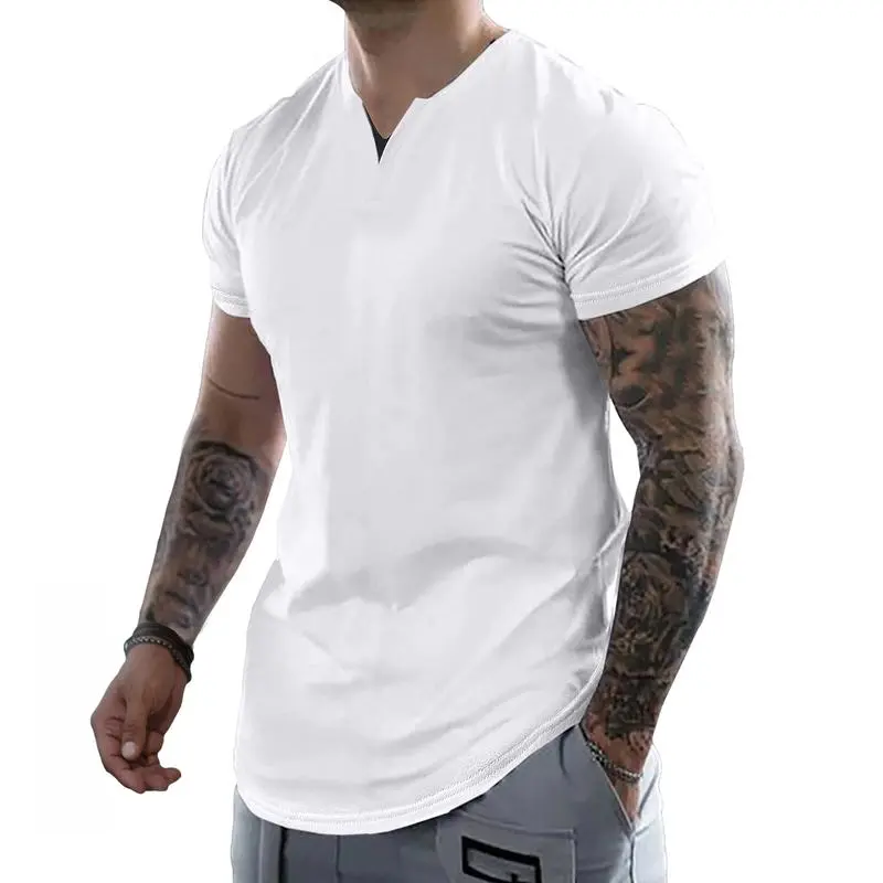 Men's Slim Fit V-Neck T-Shirt – Soft Short Sleeve Tee for Gym & Casual Wear