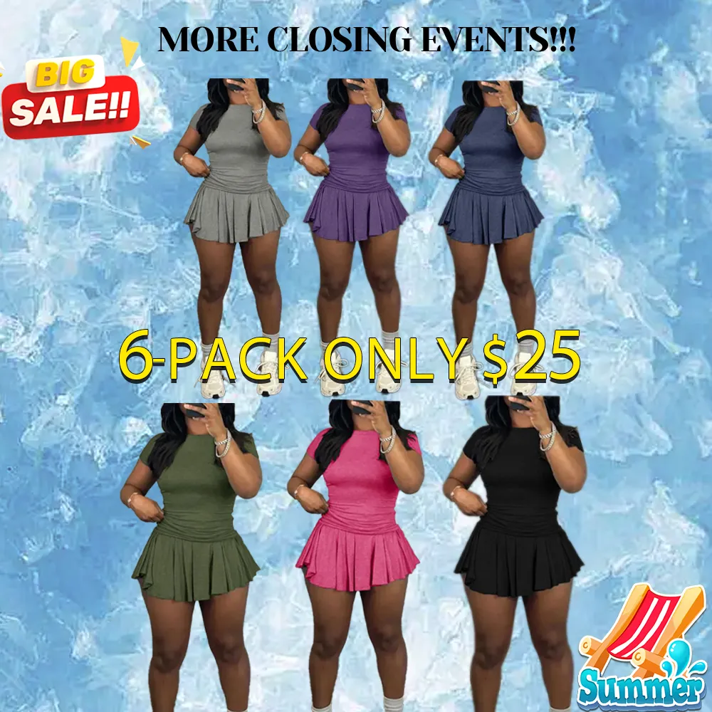 Casual Summer Skirt Set for Women – Tee & Pleated Skirt