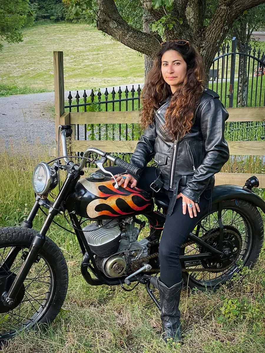 Leather LKL2700 Women's Classic Black Premium Leather Motorcycle Vintage Jacket with Side Laces