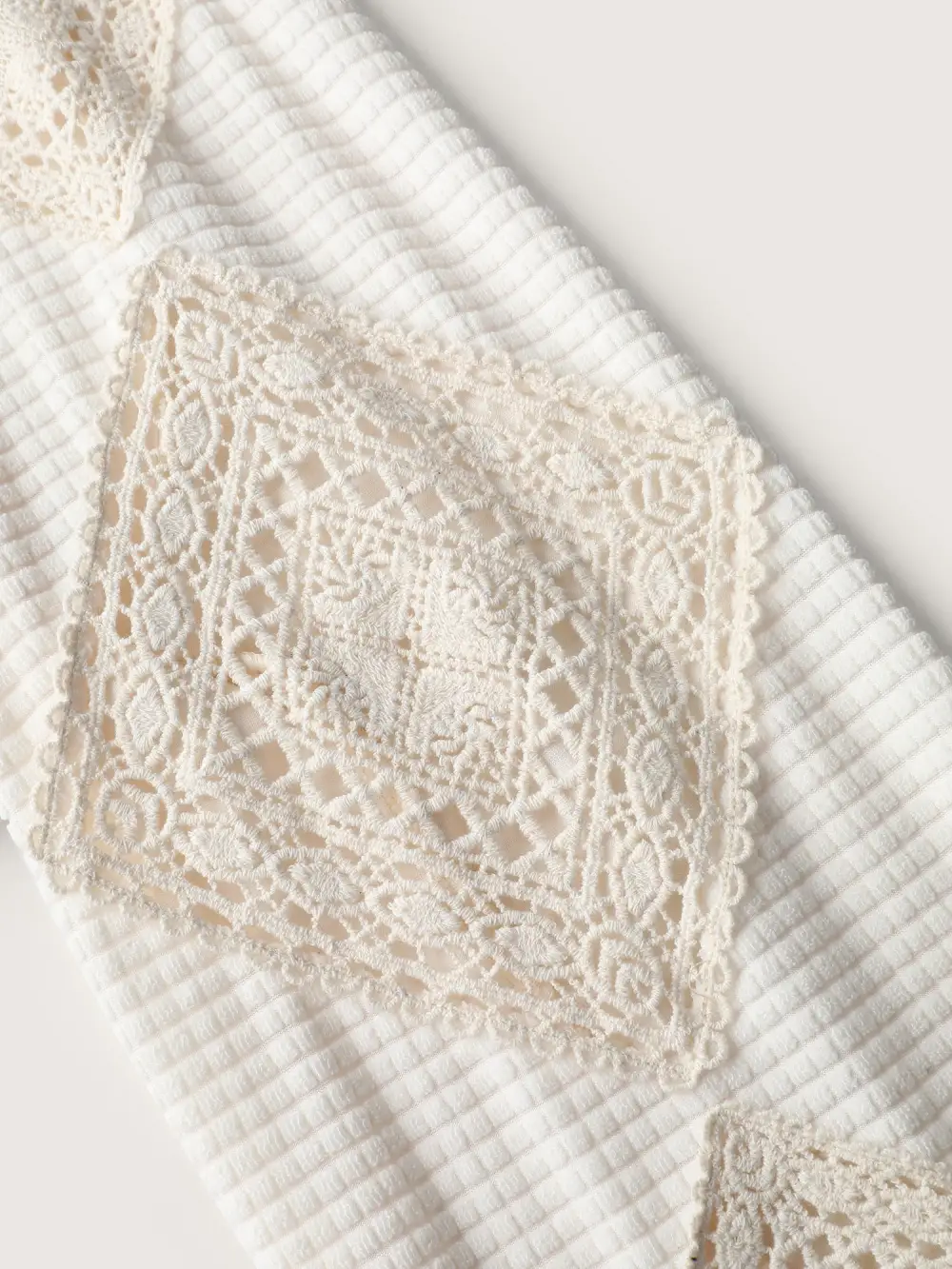 Lace Textured Sheer Sleeve Sweatshirt