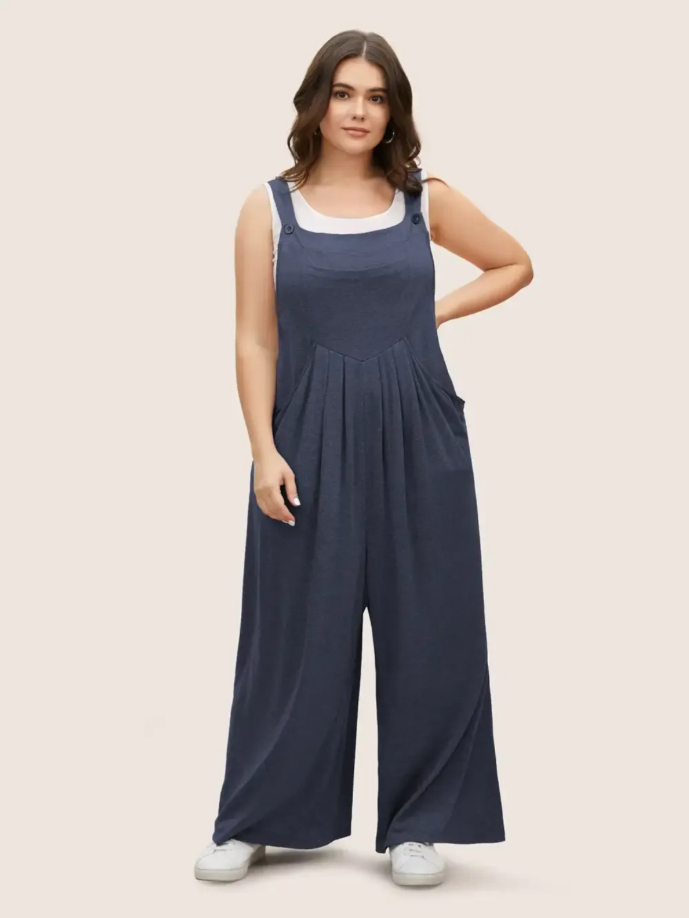 Supersoft Essentials Solid Pleated Pocket Jumpsuit