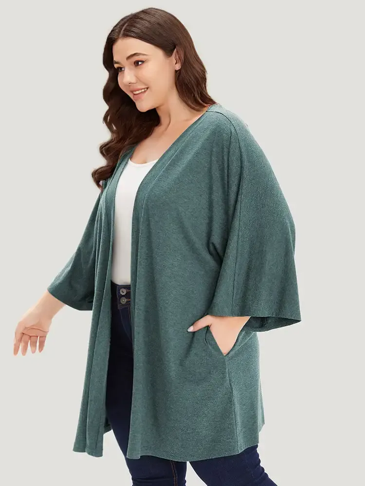 Supersoft Essentials Plain Open Front Pocket Batwing Sleeve Kimono