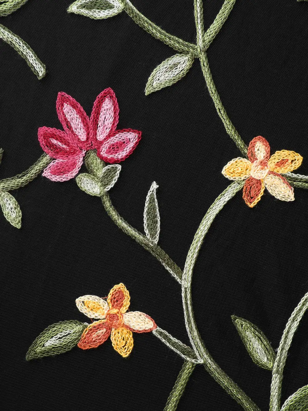 Floral Waist-Tie Contrast Maxi Dress