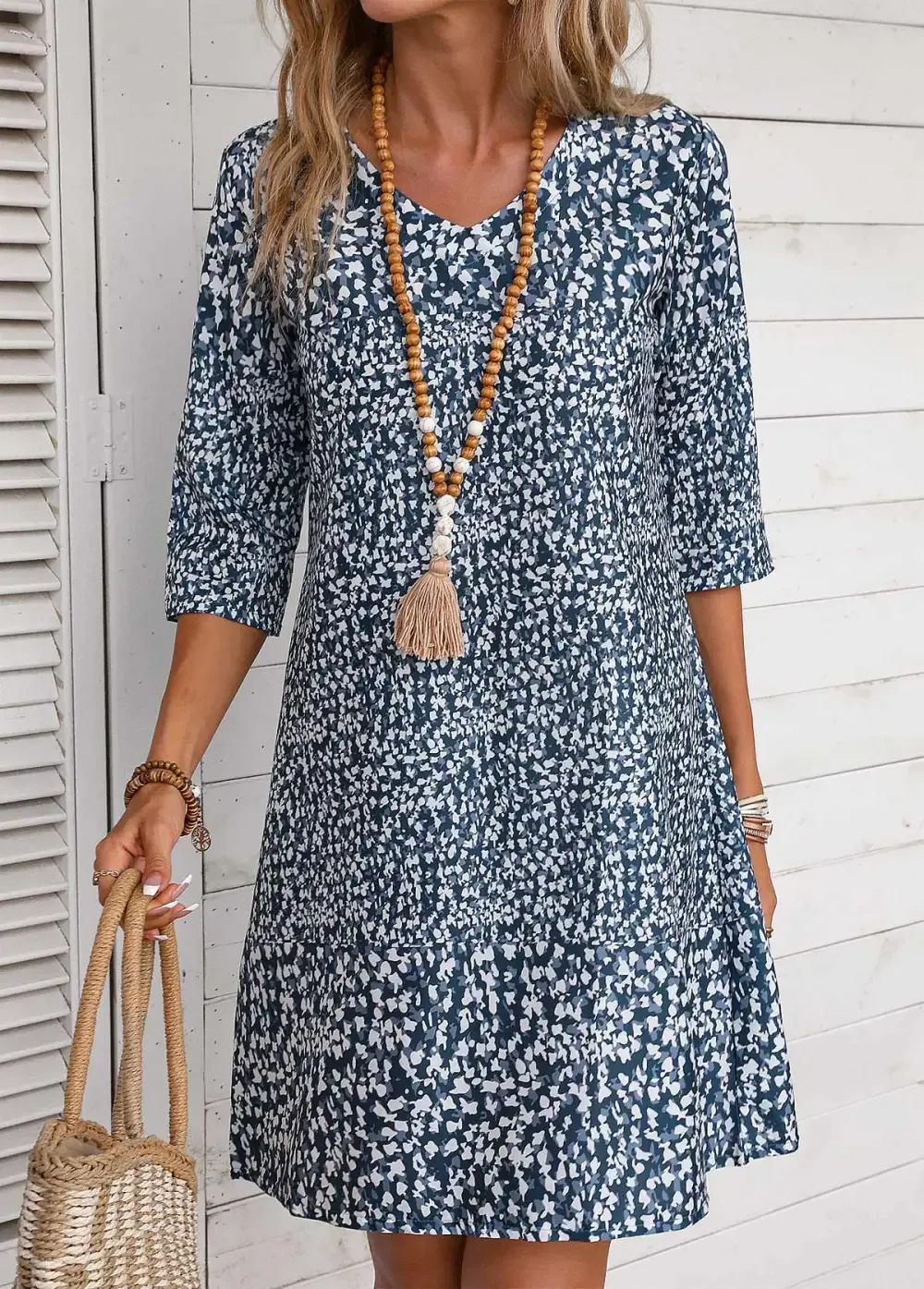 Navy Lightweight Ditsy Floral Print Dress