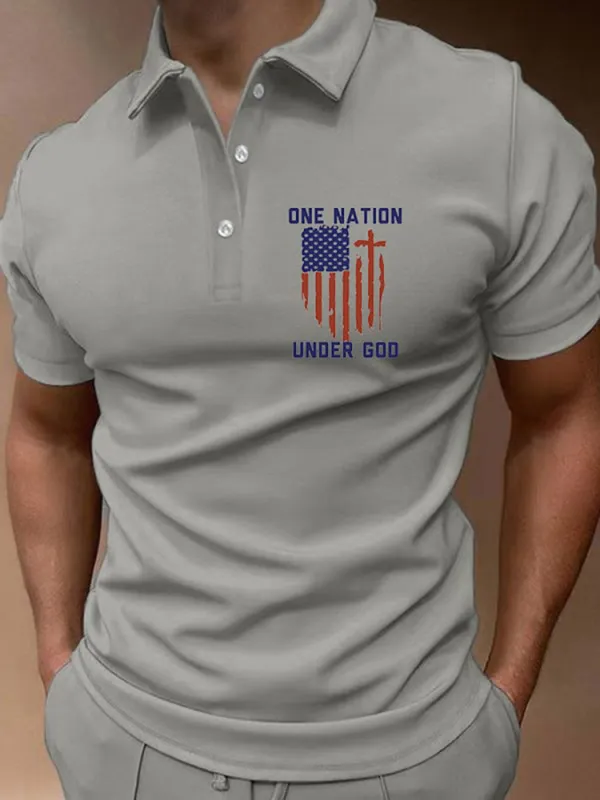 Men'S Shirt One Nation Under God Print POLO Shirt